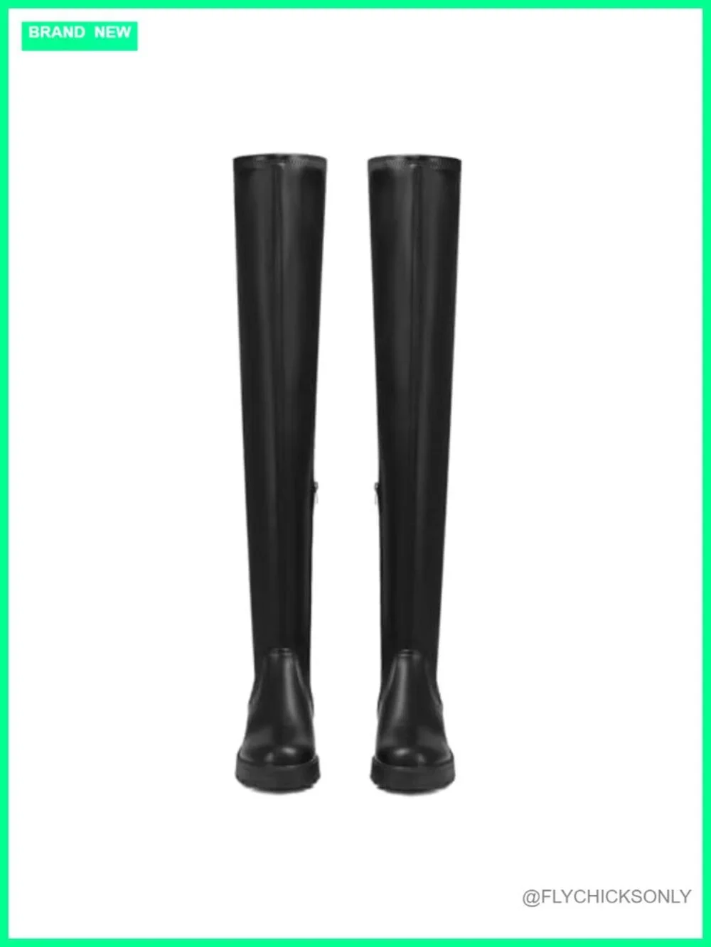 Women's Over The Knee Boots Chunky Heel Slip On Faux Leather Thigh High